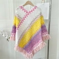 thumbnail image 4 of Mifelio Shawl Wraps for Women Nationl Print Colourful Splice Poncho with Tassels Knitted Shawl Scarf Fringed Wraps Pashminas Sweater Pullover Cape Sweater Tassel Hem Shawl Wrap Cloak Yellow, 4 of 4