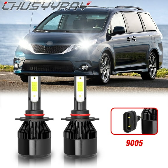For Toyota Sienna 2011 2012 2013 2014 2015 2016 9005 HB3 LED High Beam Headlight Bulbs Kit White 2x