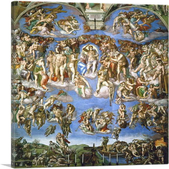 ARTCANVAS The Last Judgement 1541 Canvas Art Print by Michelangelo - Size: 18" x 18" (0.75" Deep)