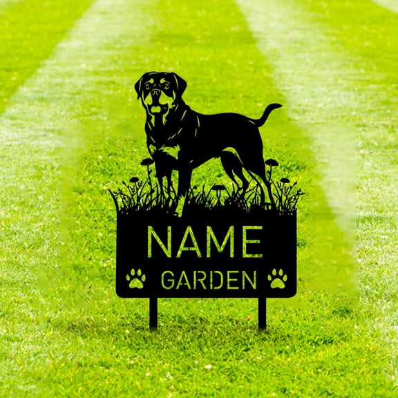 Custom Rottweiler Dog Metal Memorial Garden Stake Personalized Pet Grave Marker Name Sign Remembrance Stake Decor Sympathy Dog
