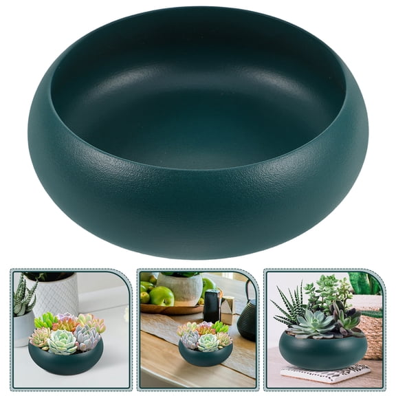 BEADCEST Dark Green Ceramic Hydroponic Planter Pot for Indoor and Houseplants, Modern Decorative Plant Container