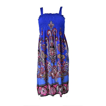 Ace Fashion - Plum Bright Silky Multi Print Smocked Bodice Sun Dress ...
