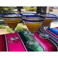 thumbnail image 2 of Dos Sueños Mexican Blown Glass – 4 Hand Blown Margarita Glasses Blue Spiral (12 oz), 2 of 6