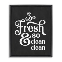Stupell Industries So Fresh So Clean Laundry Phrase Vintage Typography Jet Black Framed Floating Canvas Wall Art, 24x30, by Lettered and Lined