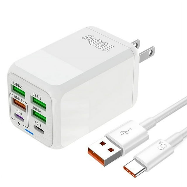 150W 6 Ports Pd QC 4.0 Usb C Fast Charger Wall Adapter Super Fast Charging