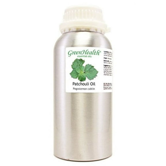 greenhealth patchouli - 16 fl oz (473 ml) aluminum bottle w/plug cap - 100% pure essential oil