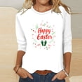 thumbnail image 4 of Otoño 3/4 Manga Tops para las Mujeres 2025 Pascua Impreso Cuello Redondo, Suelto Casual Camiseta de Poliéster, 4 of 5