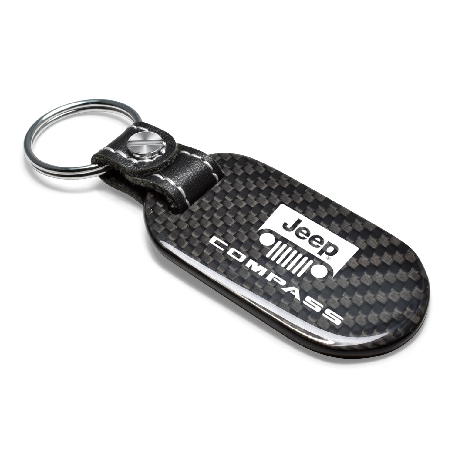 Jeep Compass Real Carbon Fiber Dog-Tag Style Key Chain