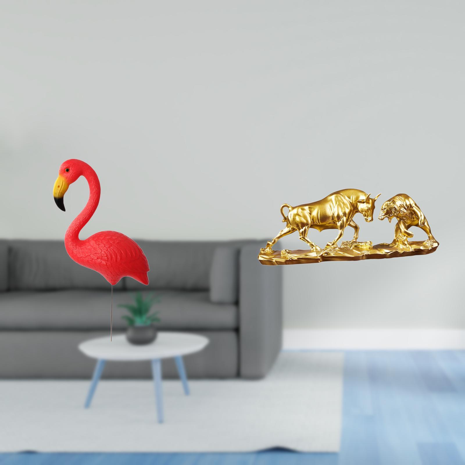 simhoa Flamingo Bear Bull Garden Sculpture Modern Fairy Yard Art Feng Shui Animal Ornament for Holiday Desk and Birthday Decor