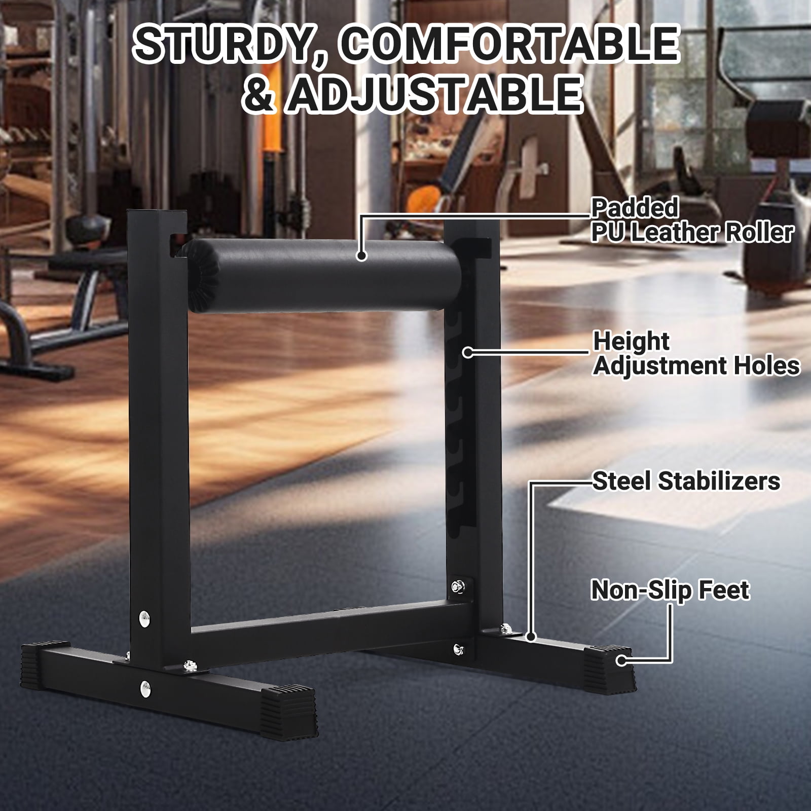 QinaQin Bulgarian Split Squat Stand, 7 Level Adjustable Single Leg Squat Rack with Wheels, 350 Lb Capacity for Home Gym
