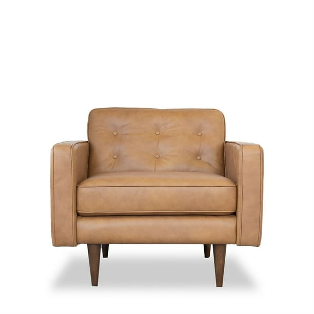 Mid Century Modern Harvey Tan Leather, Tan Arm Chair