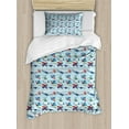 thumbnail image 1 of Airplane Twin Size Duvet Cover Set, Different Types of Cartoon Aircraft Floating in Blue Sky with Sky Diving People, Decorative 2 Piece Bedding Set with 1 Pillow Sham, Multicolor, by Ambesonne, 1 of 3