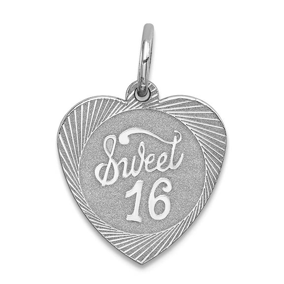 925 Sterling Silver Solid Faceted Sweet Sixteen Love Heart Disc Charm 19x14mm Wide Pendant Necklace for Women