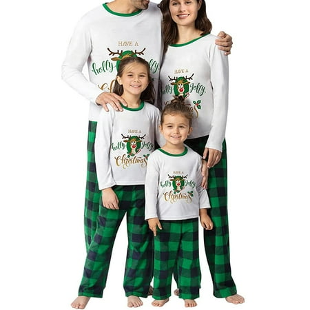 

Christmas Pajamas Family Matching Sets Reindeer Plaid Sleepwear Santa Elk Jammies Women Men Loungewear Outfits