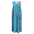 thumbnail image 3 of 2DXuixsh Combinaison pour Femmes Mode Col Rond Imprimé Combinaisons Sans Manches Bouton Combinaison Pantalon Droit Poche Combinaisons Bleu Taille TTG, 3 of 5