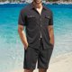 thumbnail image 2 of Eres Más Que una Camisa de Puntuación de Prueba de Color Sólido Casual con Cuello, Bolsillo con Botones de Manga Corta, 2 of 9