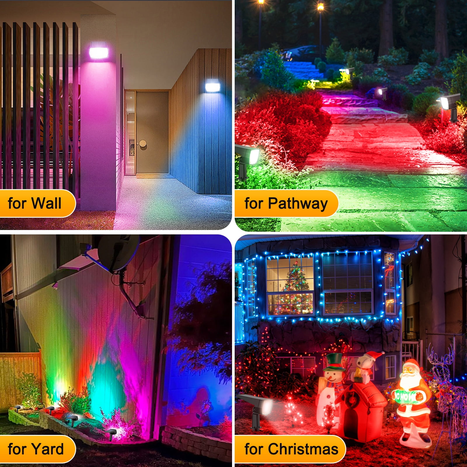 Solar Color Changing Lights Outdoor, 9 Color Modes Landscape Spotlights, Dusk To Dawn Solar Powered Spot Lights For Outside, Solar Garden Lights For Yard, Pathway, Tree 6 Pack (Multicolor)
