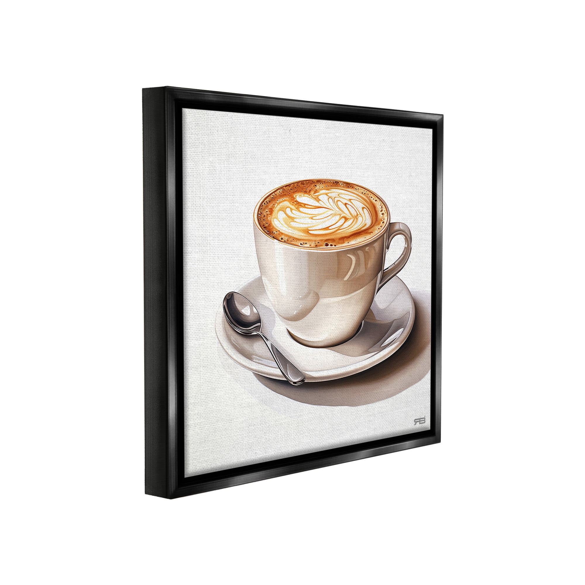 Stupell Industries Chic Modern Cappuccino Food & Beverage Painting Black Floater Framed Canvas Art Print Wall Art, 18 x 18