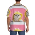 thumbnail image 5 of Xecao offers the A Funny Cat for Men's Casual Short-sleeved Shirt, a button-up collared shirt with a pocket, perfect for beach vacations and yacht travel in the XX-Large size., 5 of 7