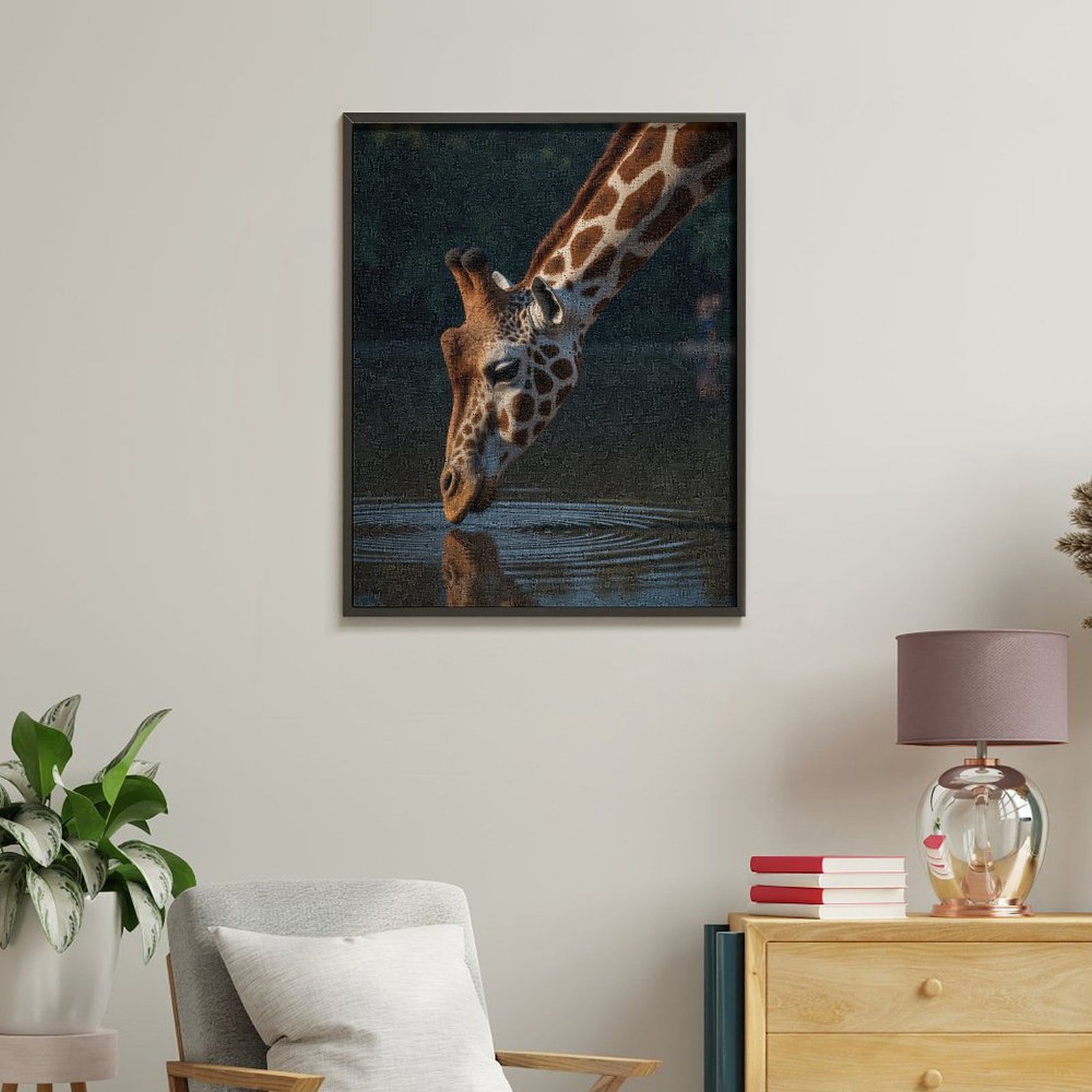 Paint by Numbers Kit for Adults, Giraffe Drinking Water Reflected Nature Paint by Numbers, Easy Paint by Numbers Kit for Adults Beginner, DIY Adult Paint by Number Kits on Canvas, Home Decor