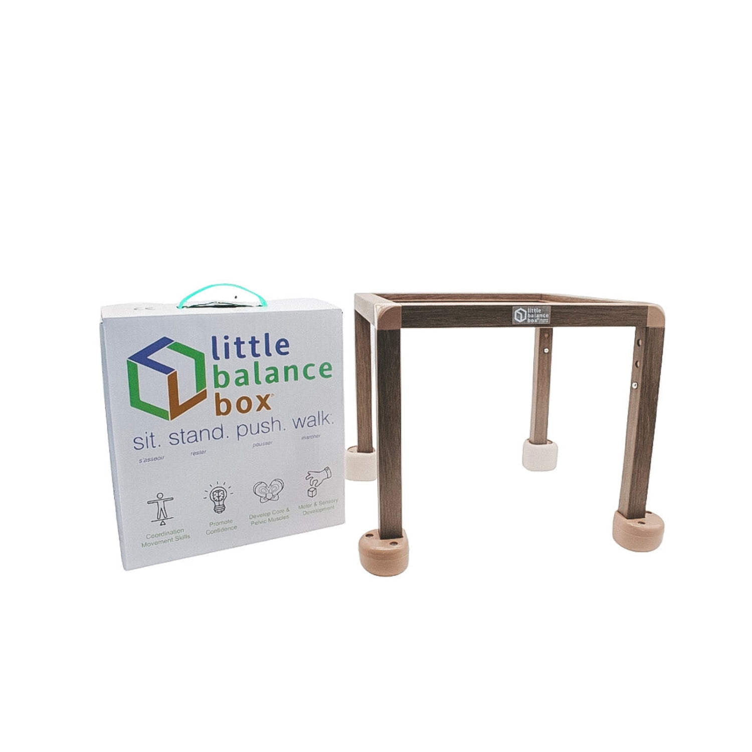 Little Balance Box Grow - Adjustable Montessori Push Pull Walker & Activity Table – No Wheels, Safe Spring Feet, Eco-Friendly, PT-Designed for Standing & Walking, Sit-to-Stand Developmental Tool