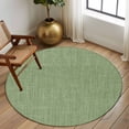 thumbnail image 4 of Vintage Forest Green Round Area Rug 5ft Washable Large Round Rug for Living Room, Circle Rugs for Dining Room, Farmhouse Retro Solid Color Linen Texture Floor Carpet for Bedroom Entryway Office, 4 of 8
