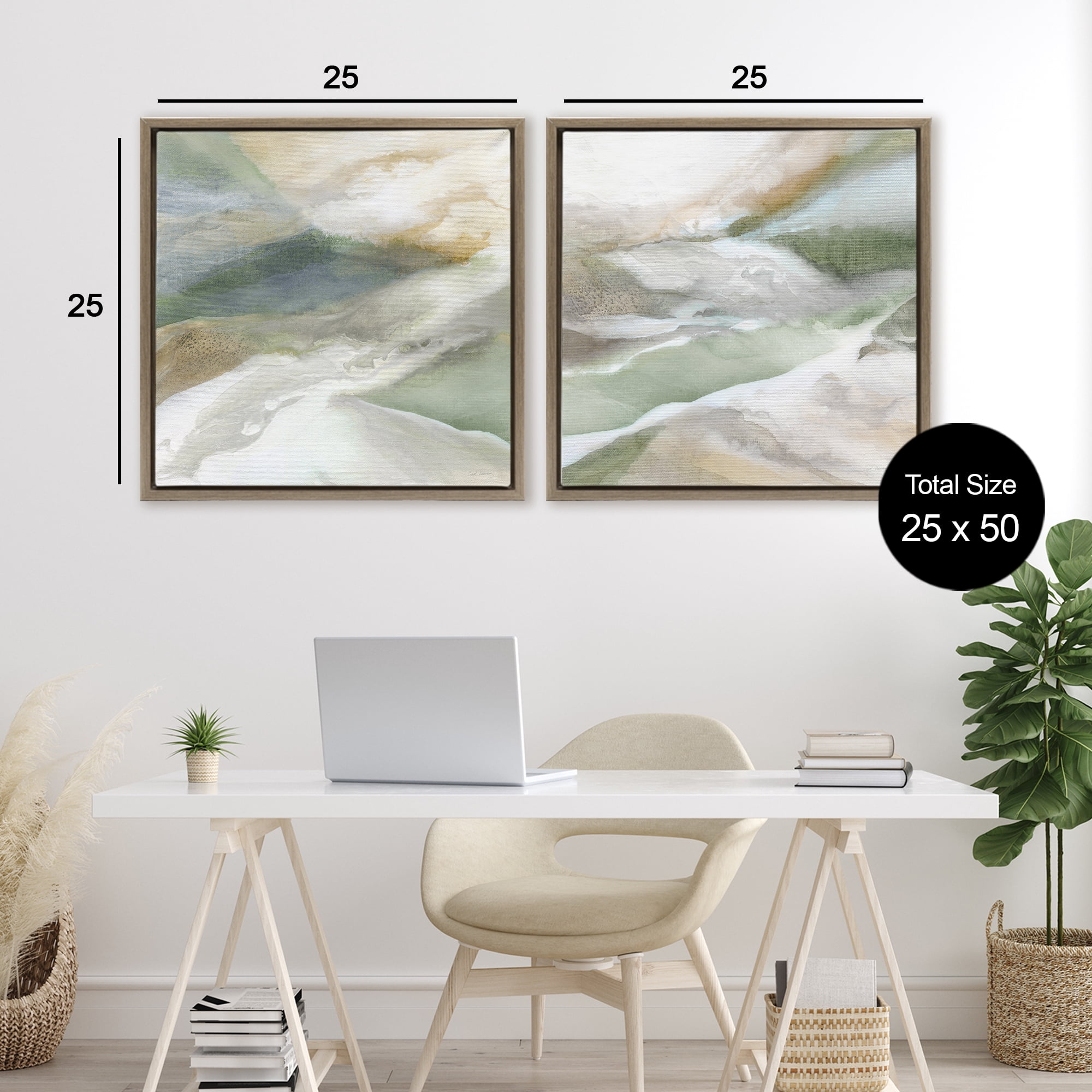 Stupell Industries Serene Misty Valley Abstraction 2 Piece Brown Framed Floater Canvas Set, design by Carol Robinson