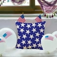 thumbnail image 6 of Set of 2 Soft Velvet Decorative Patriotic Throw Pillow Cover Case Geometric Stars July 4th Accent Square Cushion Cover Case Sham for Couch Sofa Bed Car 18 x 18 Inch 45x45cm (Blue), 6 of 6
