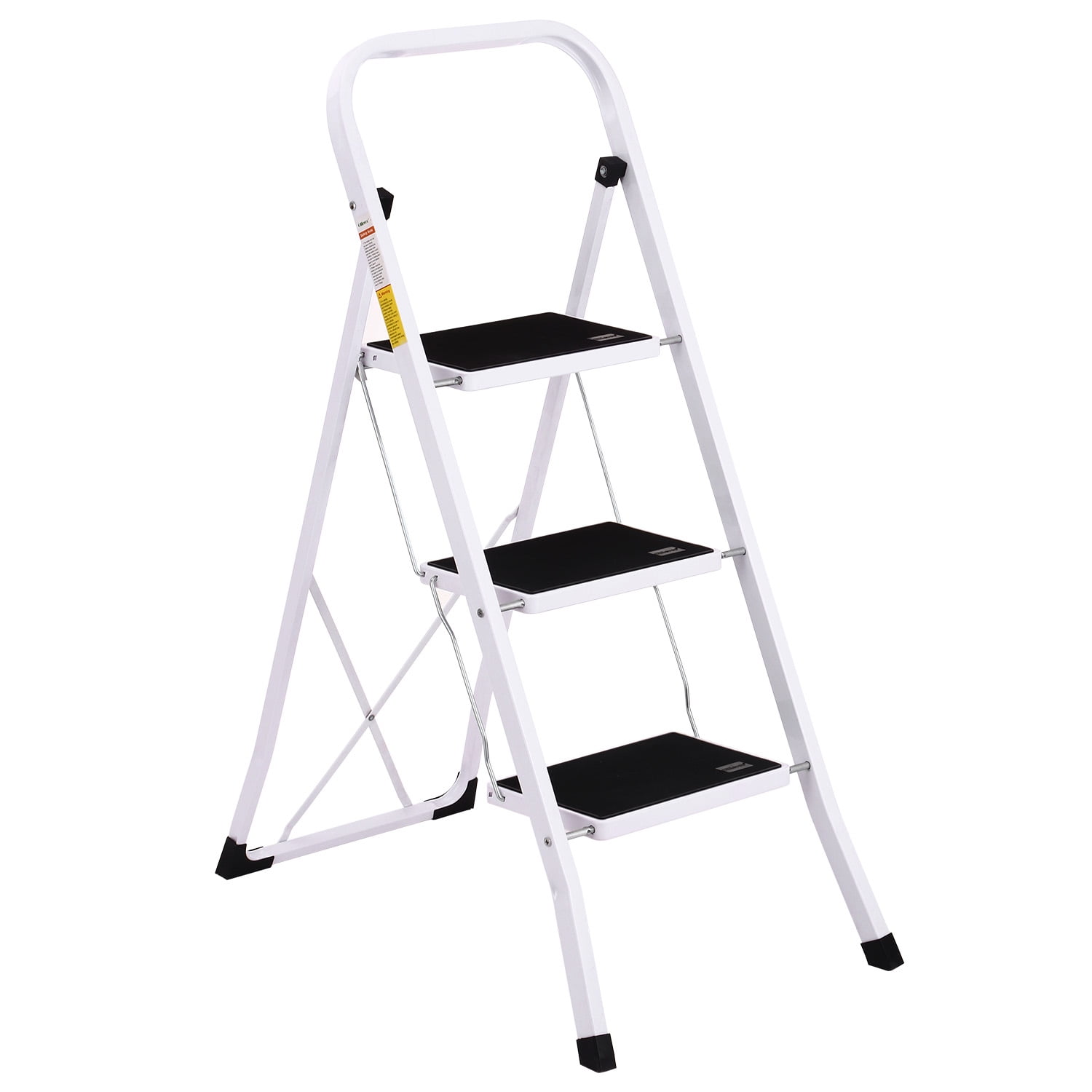 Portable 2 Step Ladder Folding Step Stool Steel Anti-Slip 330lbs Max Load White 