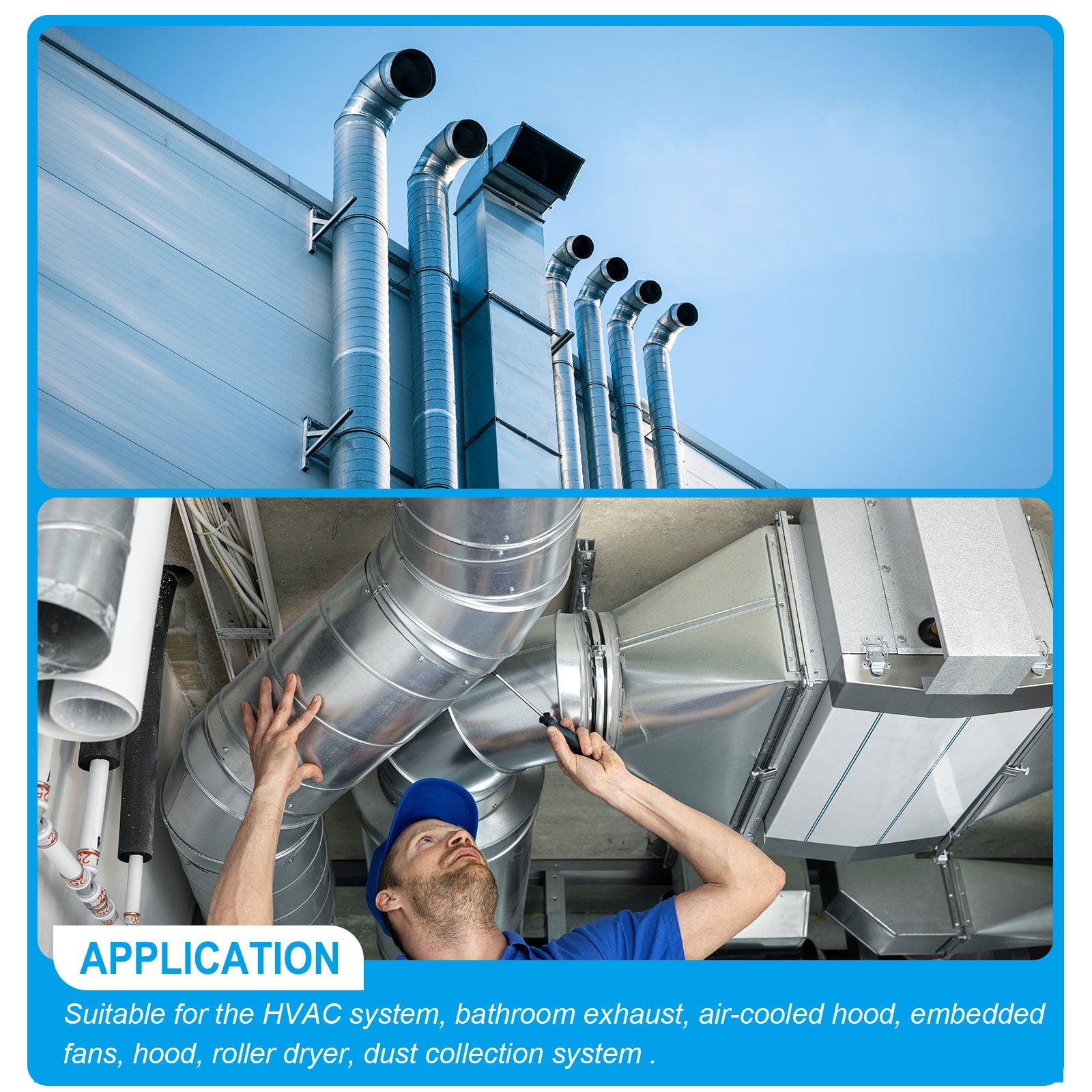 Uxcell 6" to 4" Eccentric Duct Reducer, 1Pcs Galvanized Iron Ducting Connector Round Air Duct Adapter Pipe Fitting