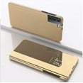 thumbnail image 3 of Compatible with Samsung Galaxy A71 5G Case with Kickstand Flip Leather Clear View Makeup Mirror Glitter Luxury Shockproof Protective Phone Case for Samsung Galaxy A71 5G Mirror Gold, 3 of 10