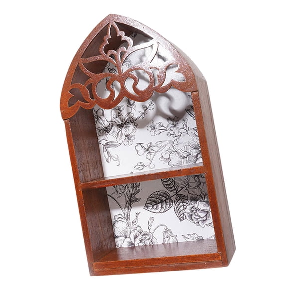 Luzkey Wall Decor Display Shelf, Figurine Display Shelf, Modern Showcase Wooden Shelf, Floating Shelf for Treasures Collectibles GEM Red Brown 2 Grid