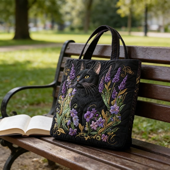 Clearance! Vintage Quilted Canvas Cat Reusable Tote Gift Bags, Lightweight Travel Bag, Made of Natural Canvas with Handle, Cotton Shoulder Bag for Shopping Beach Work School, Gift for Family(Cat F)