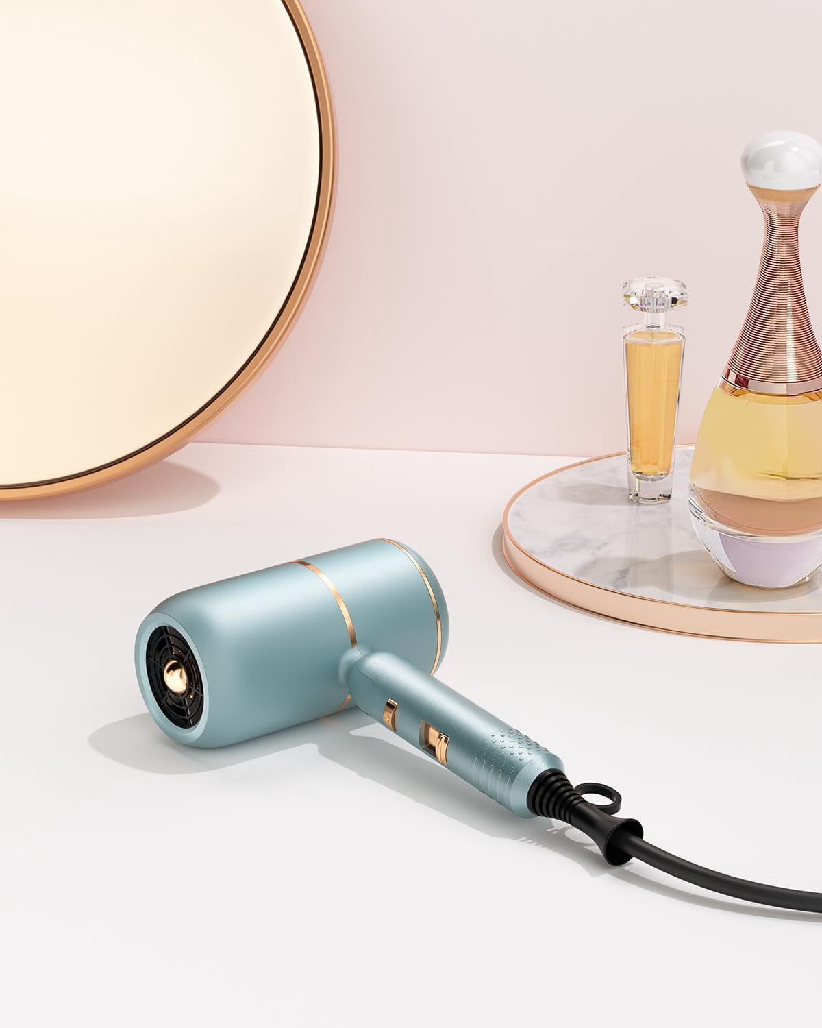 Professional Ionic Hair Dryer Blow Dryer with Diffuser and Concentrator,Foldable Handle Travel Hair Dryer,Constant Temperature Hair Care for Fast Drying as Salon Light and Quiet (Baby Blue)