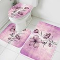 thumbnail image 3 of Pink Floral Bath Mat 3 Piece Bathroom Rug Set, Vintage Botanical Gradient Pastel Painting Non Slip Bath Rug Contour Mat and Toilet Lid Cover, Absorbent Shower Mats Soft Bath Rugs and Mats Sets, 3 of 8