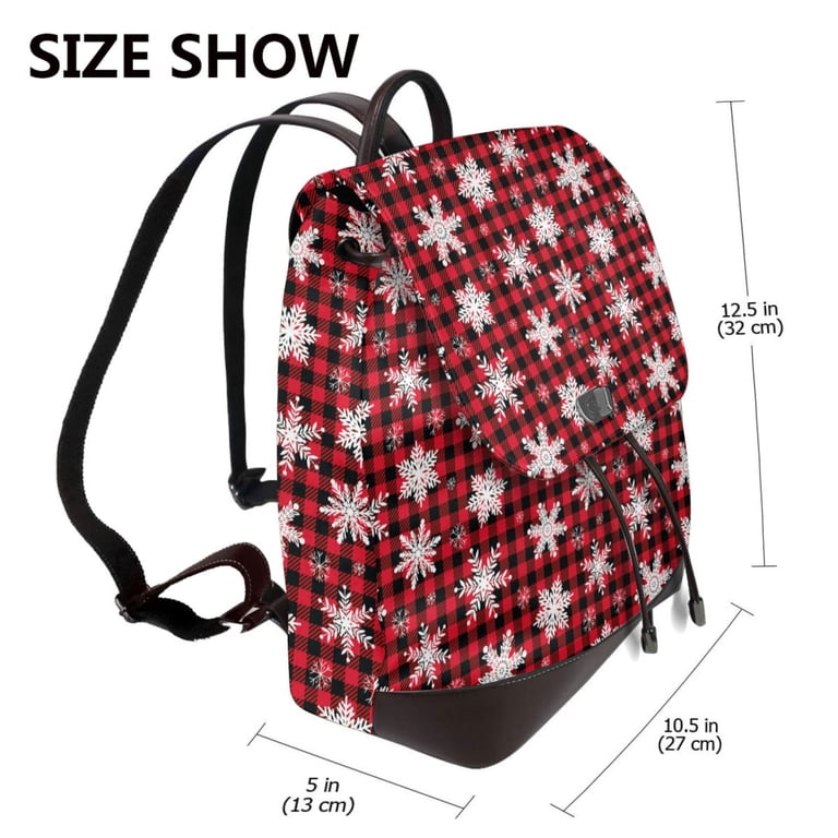 Uemuo Snowflake red plaid for Backpack Purse for Women Large  display picture 1