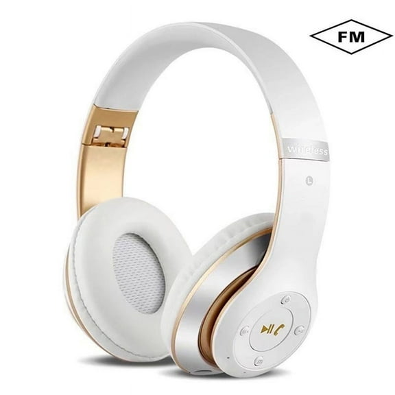 Wireless Gaming Headset, Home office headset PS4 Headset with 7.1 Surround Sound, Xbox One Headset with Noise Canceling Mic, Compatible w/ PS4, Xbox One, Laptop, White-gold