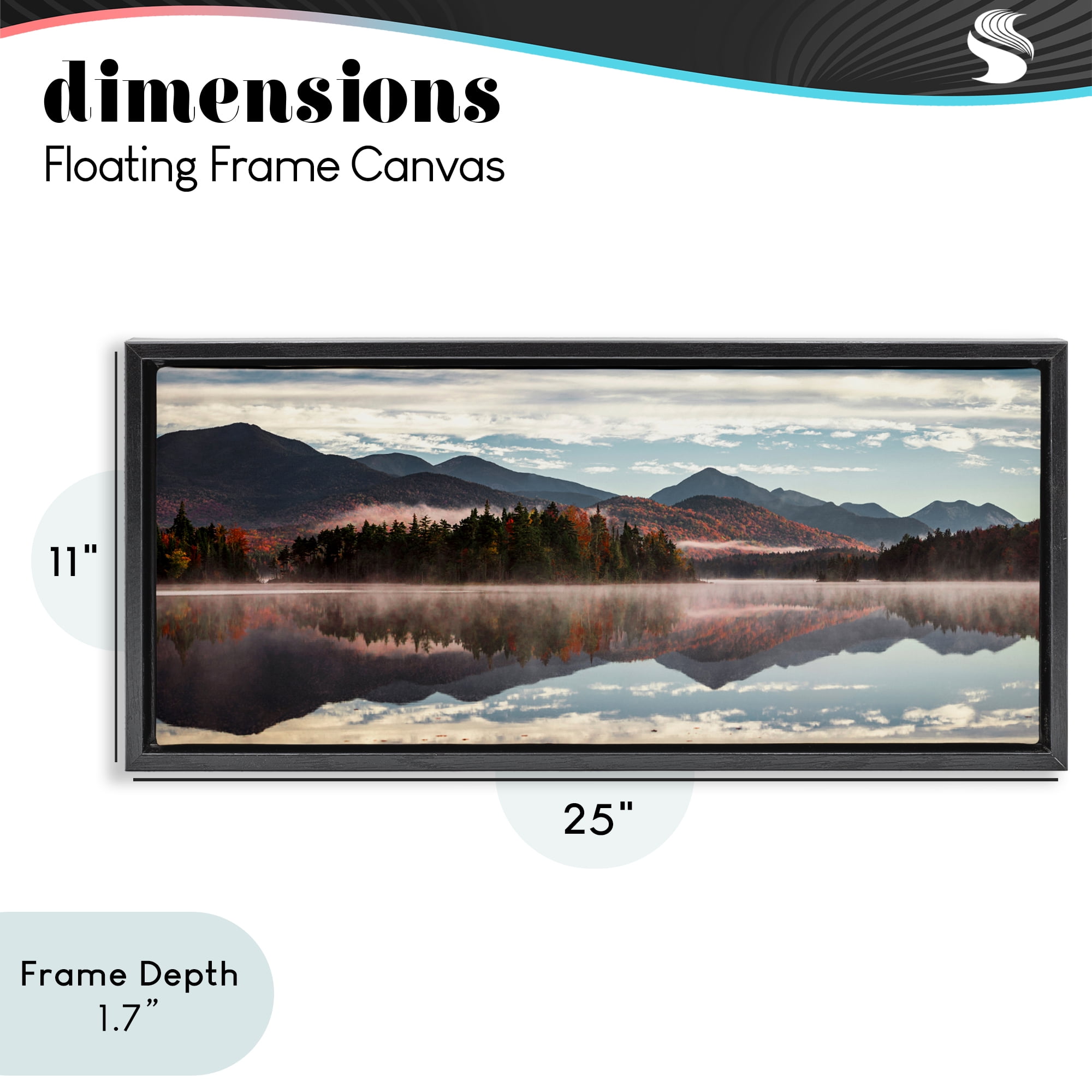 Stupell Industries Panoramic View From Boreas Ponds Black Framed Floater Canvas Wall Art, design by Jonathan Zaharek