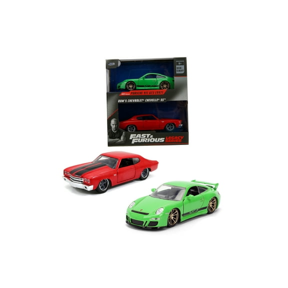 Jada Fast & Furious 1:32 Scale Die-Cast Twin Pack - Porsche 911 GT3 RS 997 & 1970 Chevy Chevelle Play Vehicles