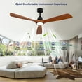 thumbnail image 2 of Eowynic 60 Inch Industrial Ceiling Fans with Lights, 3 Solid Wood Blades, Remote Control, DC Motor, Black, 2 of 11