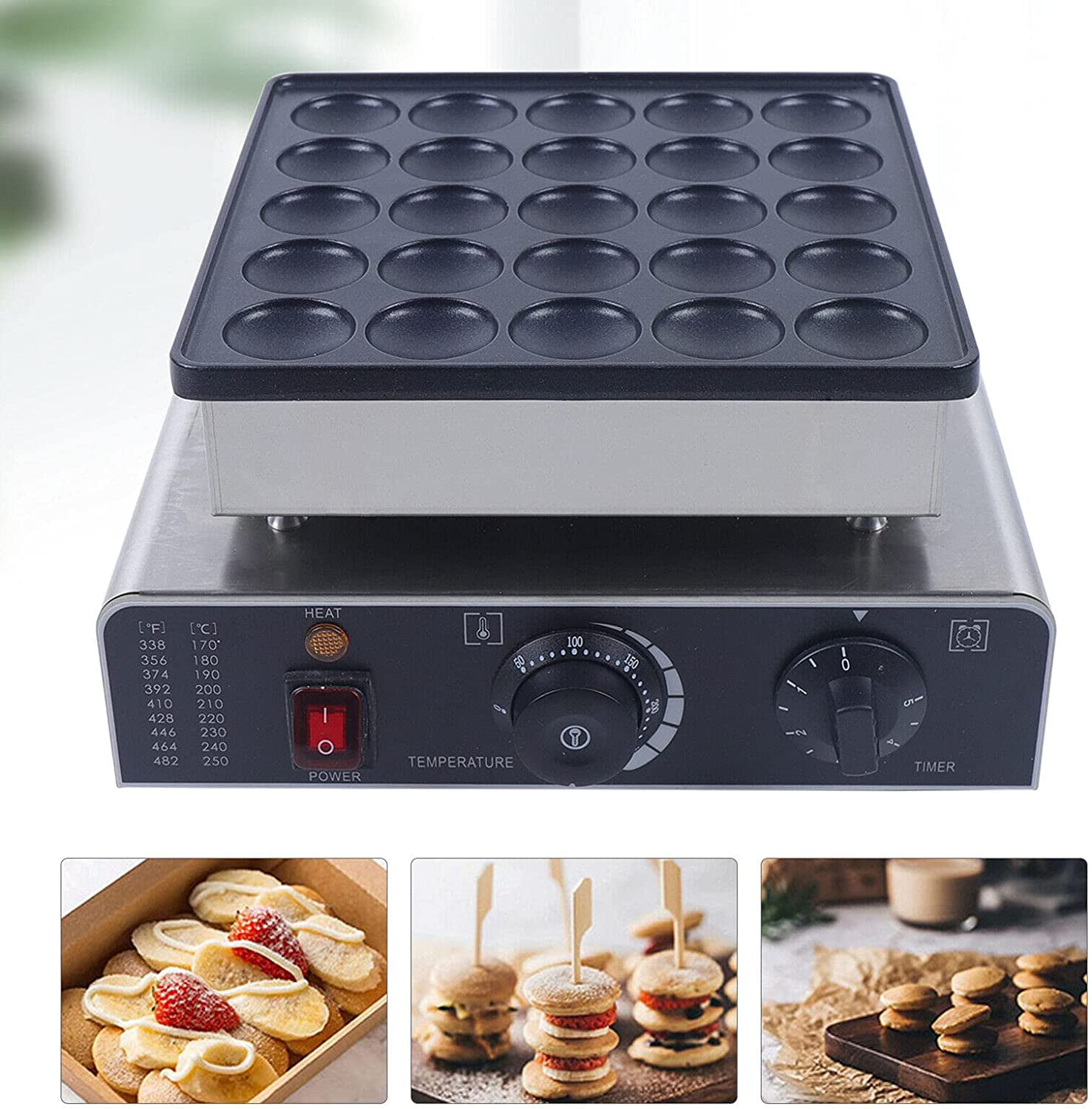 MATHOWAL Mini Dutch Pancakes Maker Machine, 25Pcs 850W Commercial Electric  Waffle Machine Non-stick Dorayaki Maker 1.77 Diameter Mini Pancakes Maker