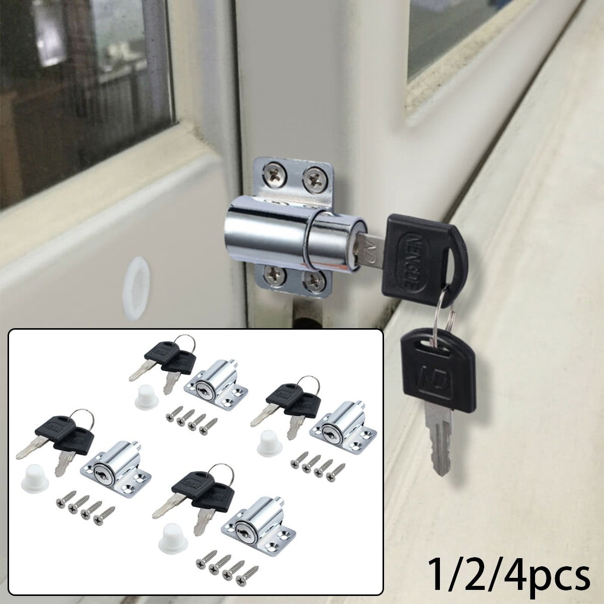 Details about   10 Sets Door Window Bolt Catch Push Lock Sliding Patio Sash Safety Security Key 