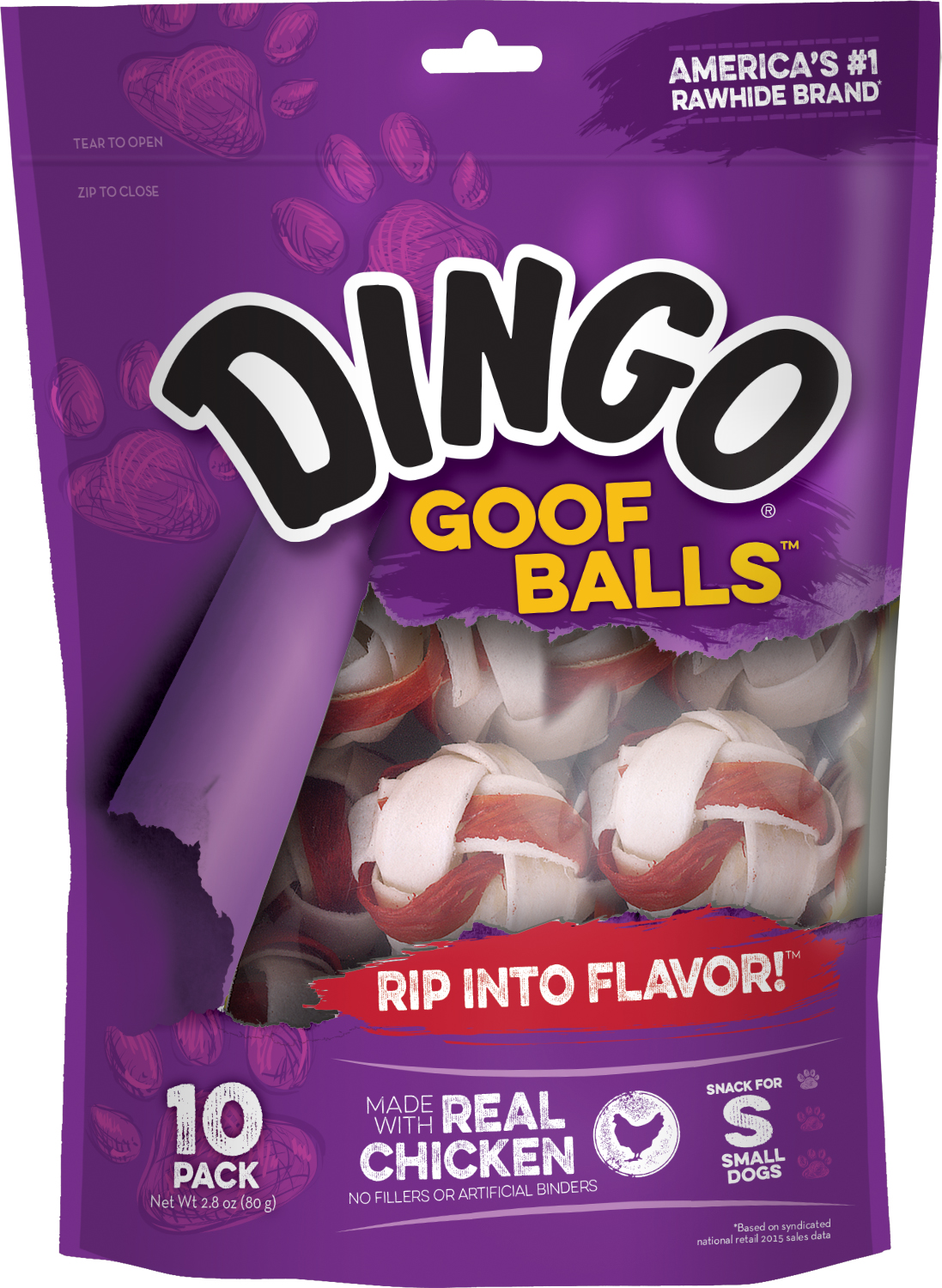 Dingo Goof Balls Chicken Rawhide Chews for Small Dogs, 10Count
