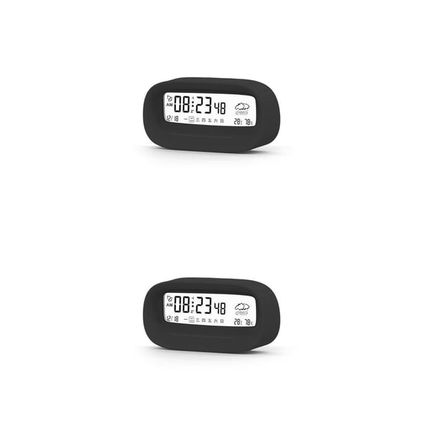 Reloj digital LCD Inteprter Termómetro Higrómetro Calendario Temperatura Humedad Medidor Alarma Negro 2piezas