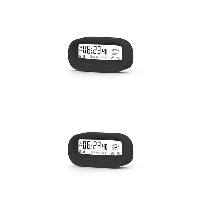 Reloj digital LCD Multifuncional Cateissary Termómetro Calendario Alarma 2piezas Negro