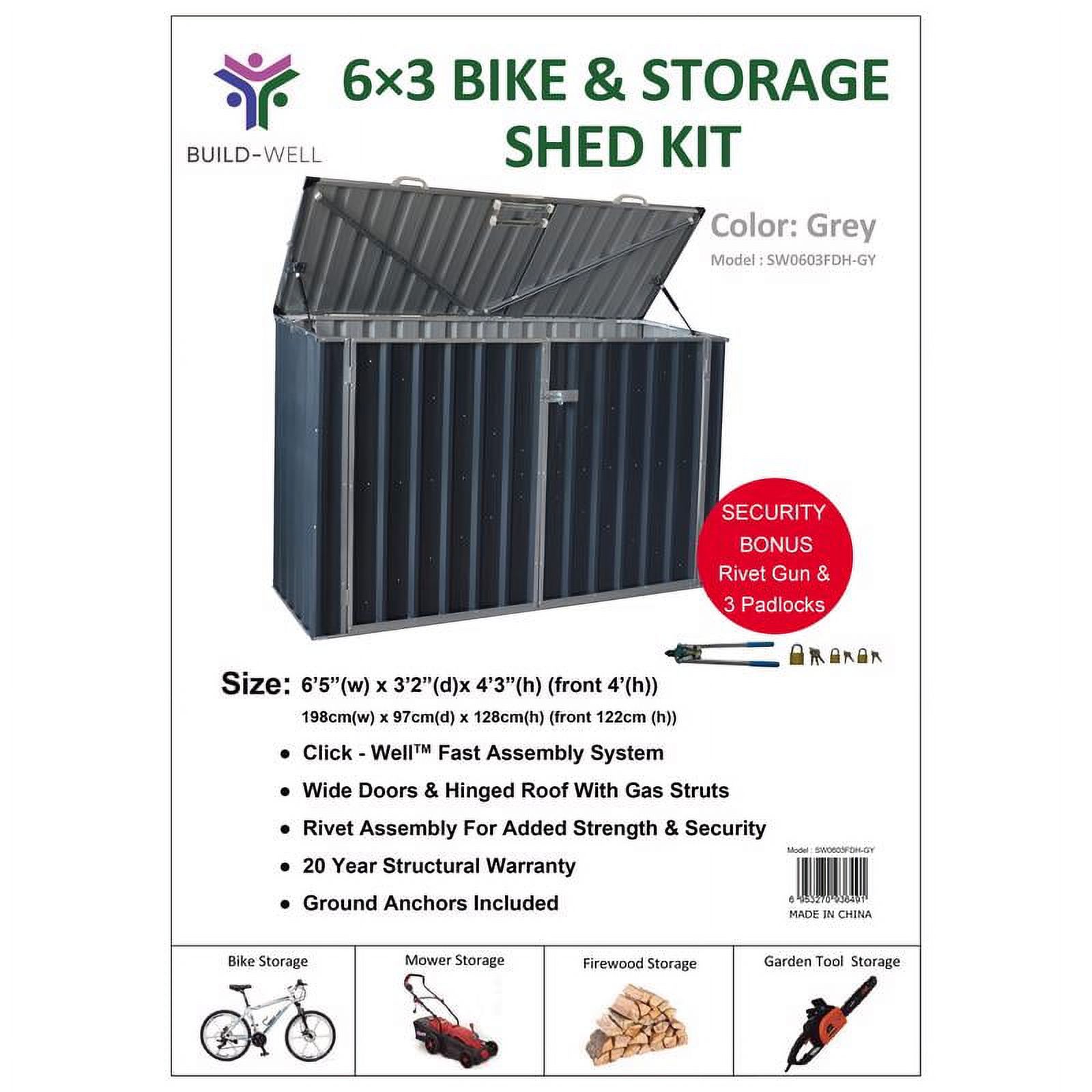 Build-Well 7694235 6 x 3 ft. Metal Horizontal Storage Shed without Floor Kit - image 2 of 3