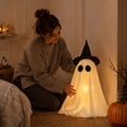 thumbnail image 6 of Outdoor Halloween Decorations, 24 Inch Black Bow Ghost Halloween Decor, Light Up White Standing Halloween Ghost Decoration, 1 Piece Cute Ghost Halloween Decor Piece, Versatile, 6 of 7
