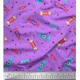 thumbnail image 1 of Soimoi Purple Cotton Cambric Fabric Dot & Candies Food Print Fabric by Yard 42 Inch Wide, 1 of 3