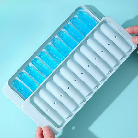 BiFandian Water Bottle Ice Cube Trays, Ice Stick Mold with Lid for Freezer, 11 Slots Long Ice Cube Maker, Reusable Easy-Release Narrow Ice Tray for Chilling Whiskey, Cocktails, Coffee