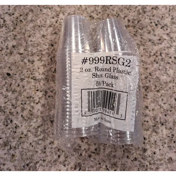 Free Ship 50 Count Hard Plastic Shot Glasses, 2-Ounce, Clear Plastic, New